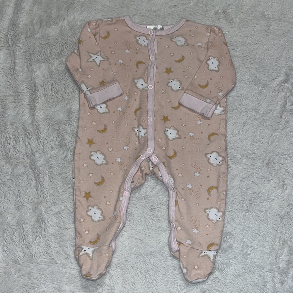 Bonjour Bebe cloud footie/ sleeper button up